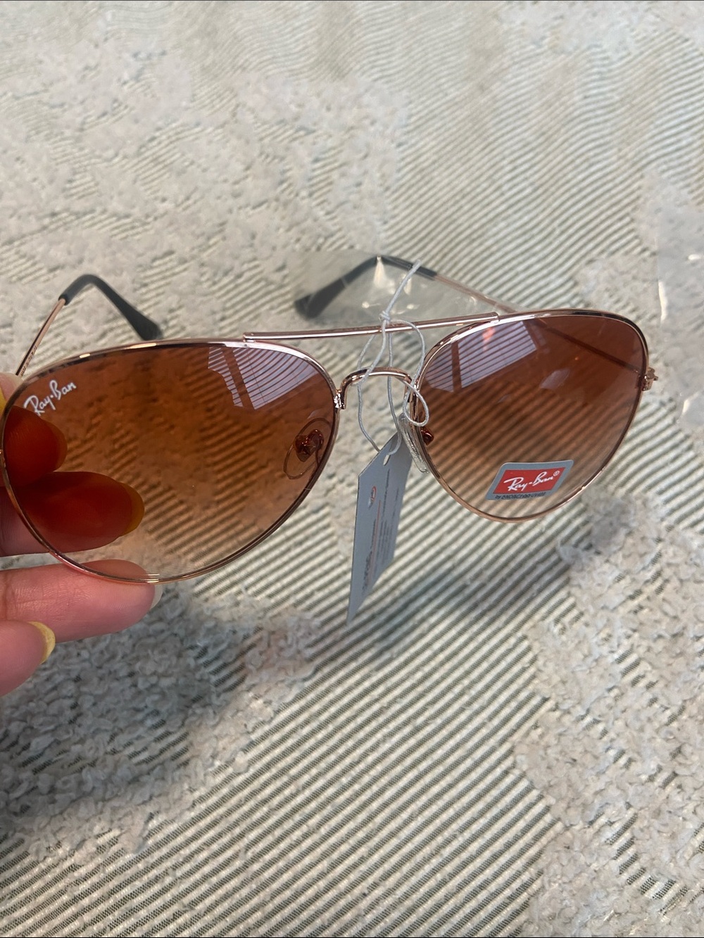 Aviator Sunglasses with Rose Brown Lenses and Gold Frame